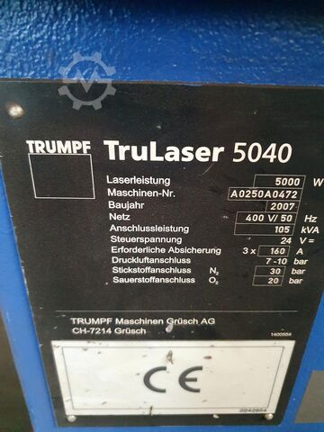 Mesin pemotong laser Trumpf TruLaser 5040