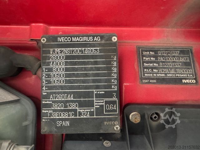 Truck mounted crane IVECO Stralis AT260T44 6x4 Kipper Kran Pakfinger 16052