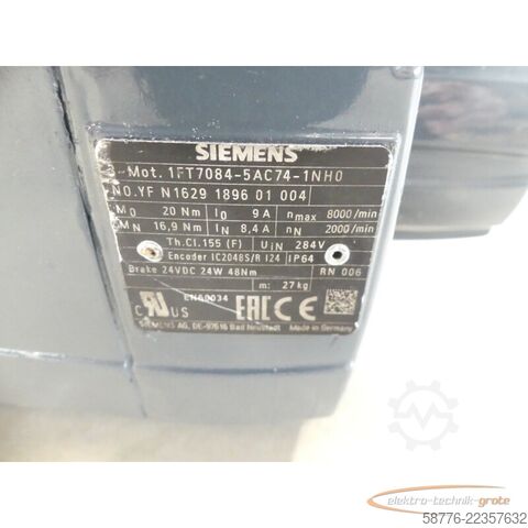Control unit Siemens 1FT7084-5AC74-1NH0 YFN1629189601004 generalüberholt - 12 Mon. Gewährl.