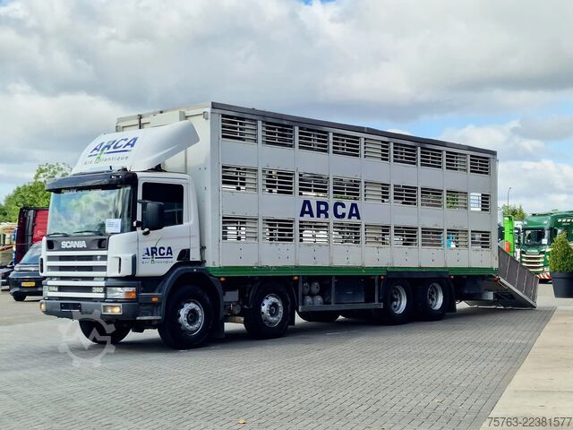  Scania 114G - 8X4 - 3 deck - double ramp -  steel / air