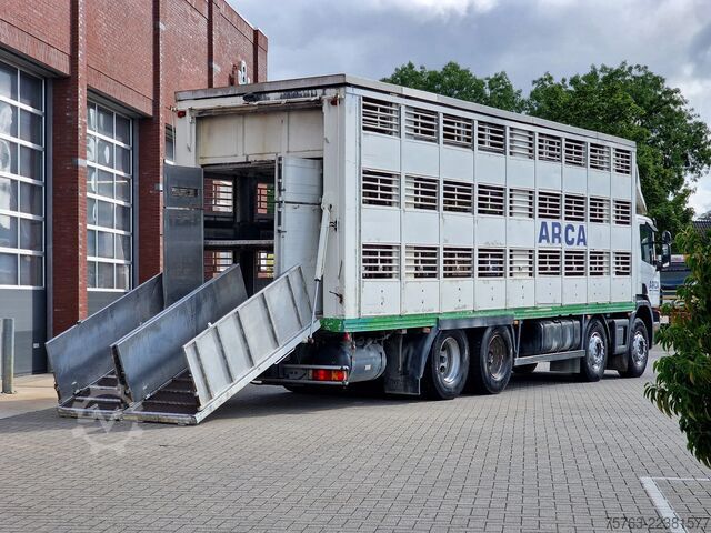  Scania 114G - 8X4 - 3 deck - double ramp -  steel / air