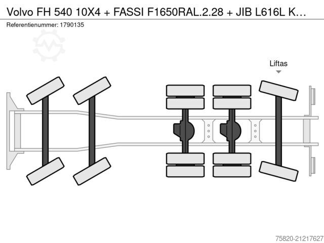 Kamion sa kranom Volvo FH 540 10X4 + FASSI F1650RAL.2.28 + JIB L616L K...
