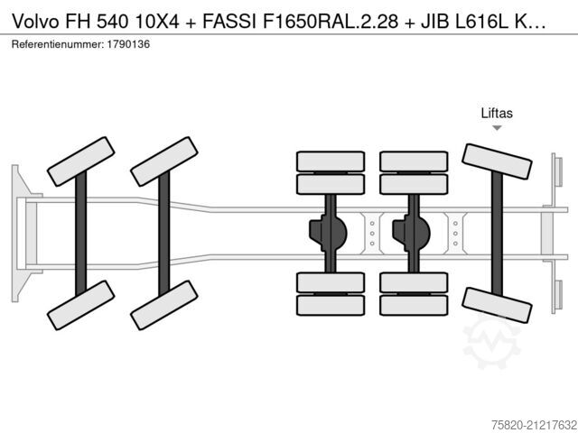 Kamion sa kranom Volvo FH 540 10X4 + FASSI F1650RAL.2.28 + JIB L616L K...