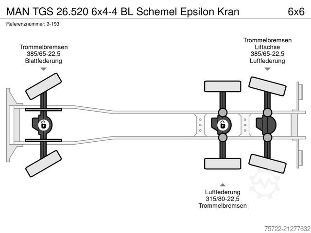 Камион за превоз на трупци MAN TGS 26.520 6x4-4 BL Schemel Epsilon Kran