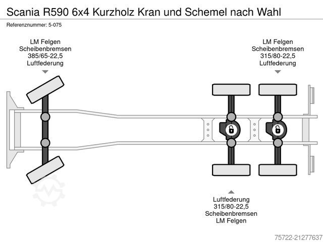 Камион за превоз на трупци SCANIA R590 6x4 Kurzholz Kran und Schemel nach Wahl