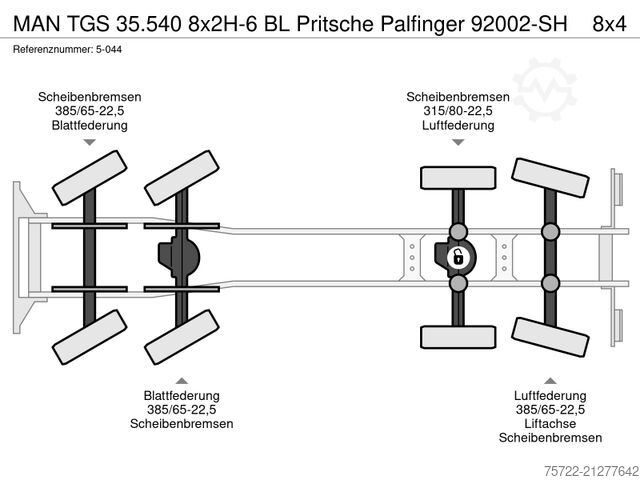 Кран монтиран на камион MAN TGS 35.540 8x2H-6 BL Pritsche Palfinger 92002-SH