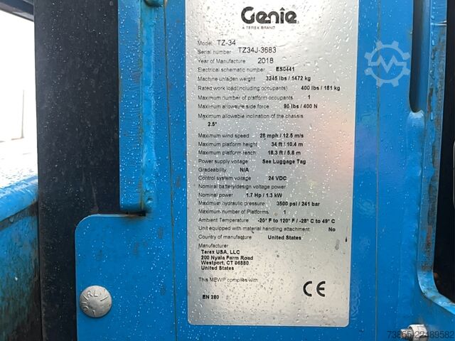Plataforma de trabalho aéreo montada em camião Genie TZ34 (12m)