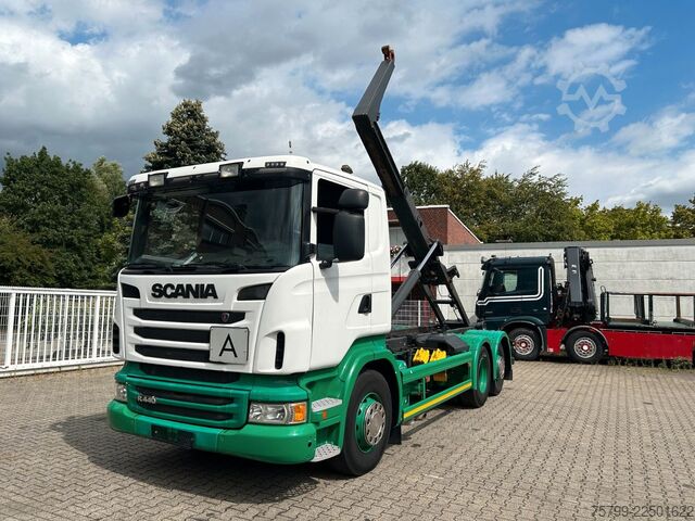 Camión portacontenedores de gancho SCANIA R440 MEILLER Abroller 6x2