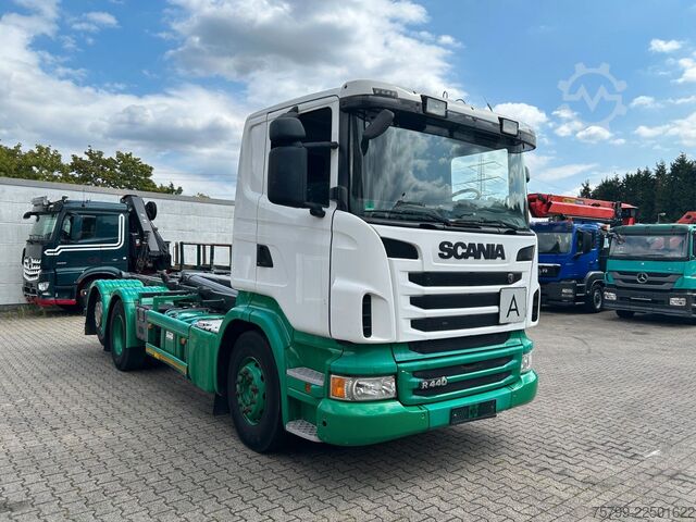 Camión portacontenedores de gancho SCANIA R440 MEILLER Abroller 6x2