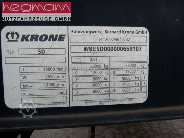 Open semitrailer with tarp KRONE SDP 27, BPW ECO Plus,  Standart, Deutsch