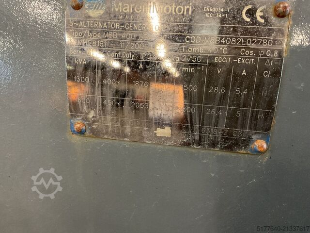 Moteur Perkins 4012TAG1A, 1300KVA, Low standby hours. Complete...