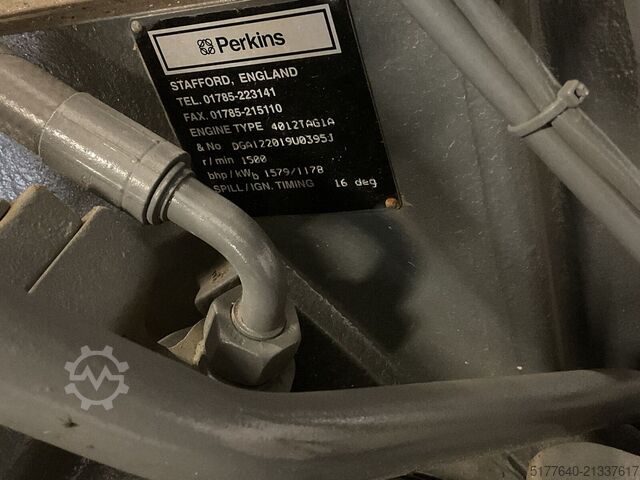 Moteur Perkins 4012TAG1A, 1300KVA, Low standby hours. Complete...