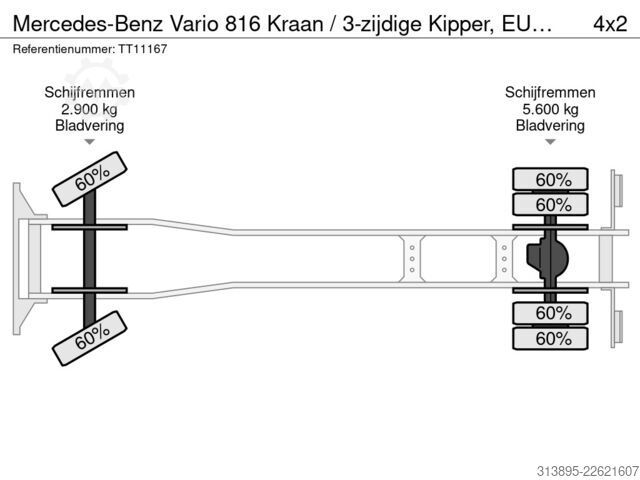 Kinder 3-kahëshe Mercedes-Benz Vario 816 Kraan / 3-zijdige Kipper, EURO 5