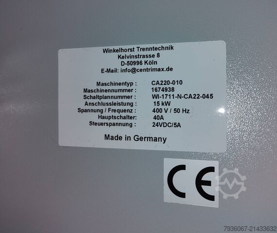 двуфазен декантер GEA Westfalia Separator CA 220-010