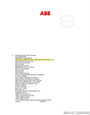 Valdymo blokas ABB ACS880-37-0210A-7+B055+E205+H353+V112