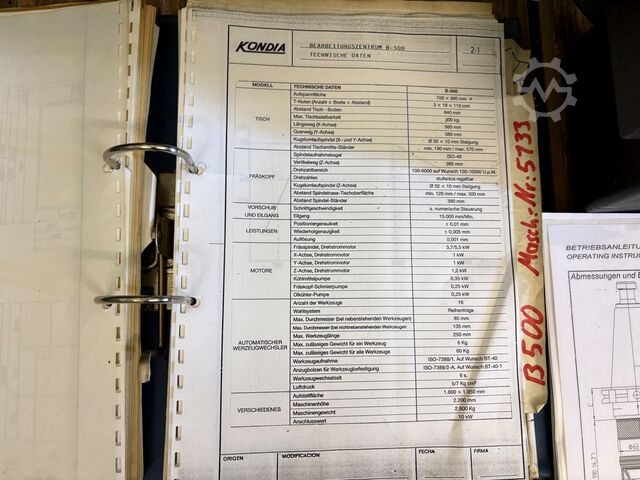 Trung tâm gia công đứng CNC KONDIA B 500