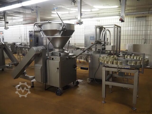 Linha de enlatamento (até 2000 latas/h) Handtmann / Stiller VF830+Verbufa+STA2000