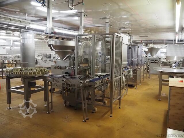 Linha de enlatamento (até 2000 latas/h) Handtmann / Stiller VF830+Verbufa+STA2000