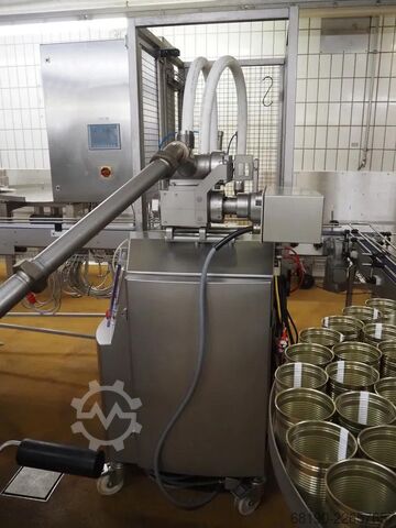 Linha de enlatamento (até 2000 latas/h) Handtmann / Stiller VF830+Verbufa+STA2000