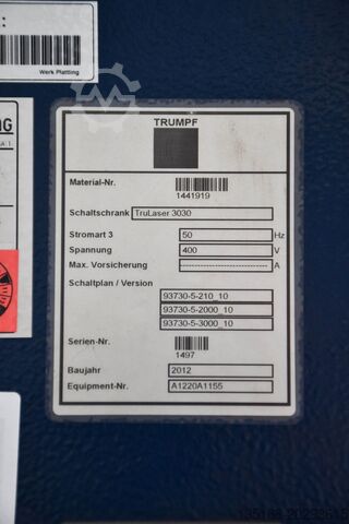 Machine de découpe au laser TRUMPF TruLaser 3030