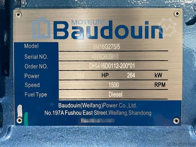  Baudouin 6M16G275/5 - 275 kVA Generator - DPX-19873
