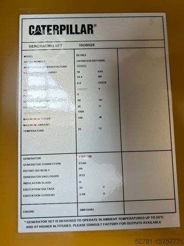 Aggregat Caterpillar DE18E3 - 18 kVA Generator - DPX-18002