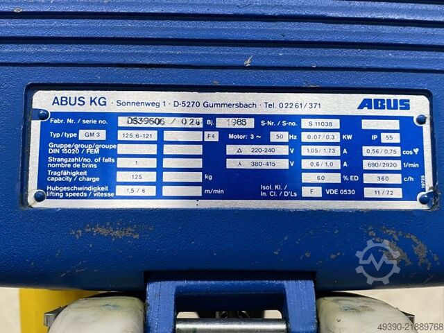 E-Kettenzug Kran ABUS GM 3 / 125.6-121
