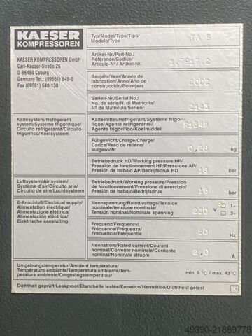Druckluft-Kältetrockner, Drucklufttrockner, Druckluft Entfeuchter, Druckluftentfeuchter, Pressluften KAESER TA 5