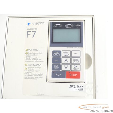 Component Yaskawa CIMR-F7U4030 SN:1W0387321490020 generalüberholt mit 24 Monaten Gewährleistung! -