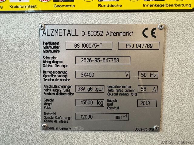 ALZMETALL GS1000 5 Achsen Universalfräsmaschine ALZMETALL GS1000