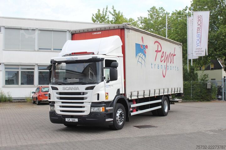 Flatbed truck with tarp Scania P280 E6 Schiebeplane  Edscha  LBW 2t.  Navi