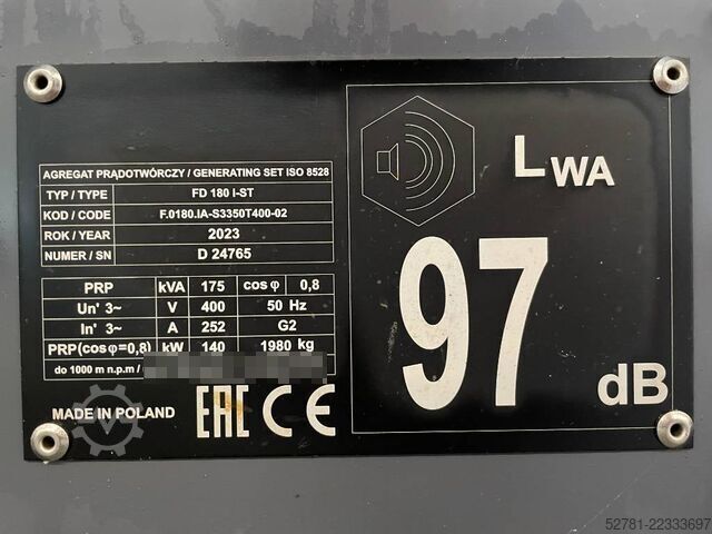 Täitematerjal Iveco NEF67TM4 - 190kVA Used Generator - DPX-12666
