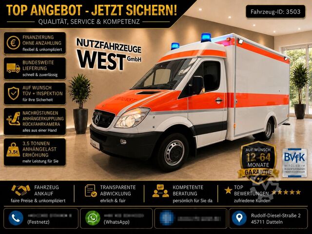 Hasičské auto MERCEDES-BENZ 516 CDI Krankenwagen*RTW*Liege*1.HD