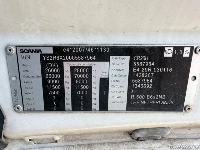 油罐车 SCANIA R500 NGS 6x2 26 m3 Silo Kompressor - Retarder