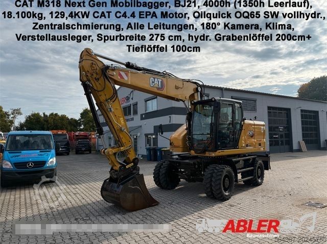 Excavadora móvil CATERPILLAR M318 NEW GEN OQ65 ZS Klima 180° TOP
