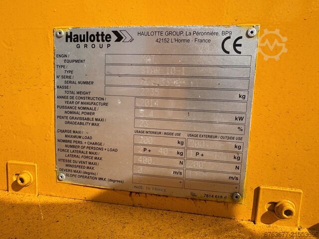  HAULOTTE Star 10 Electric Masthoogwerker / Vertical Boom lift 10M werkhoogte 2014  TUV 7-2026