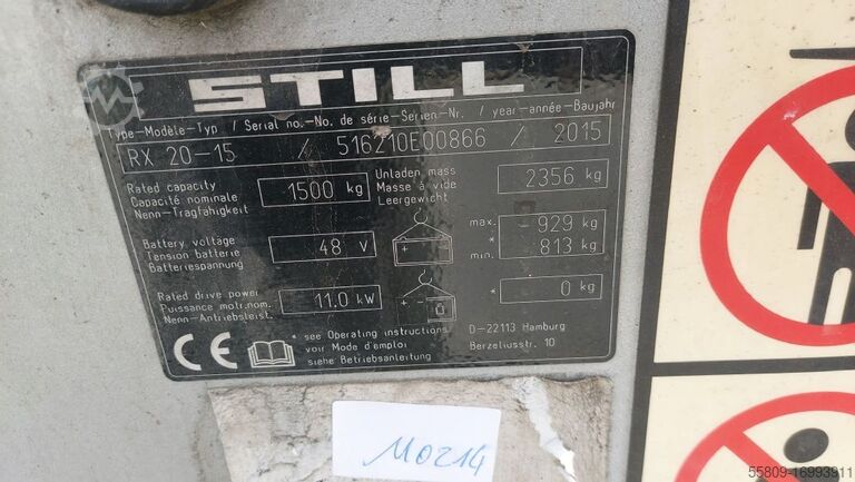 Электрический 3-колесный вилочный погрузчик Still RX20-15 // Triplex // 1,5T Tragkraft // 6,6m Hubhö