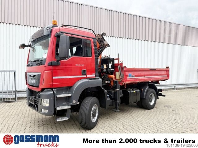 Vörubíll með tippgrind MAN TGS 18.400 4x4 BB, Navi, Kran Atlas 120.2E-A3L,