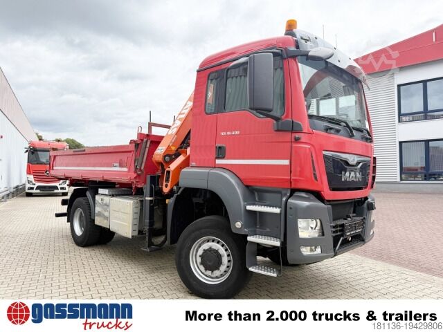 Vörubíll með tippgrind MAN TGS 18.400 4x4 BB, Navi, Kran Atlas 120.2E-A3L,