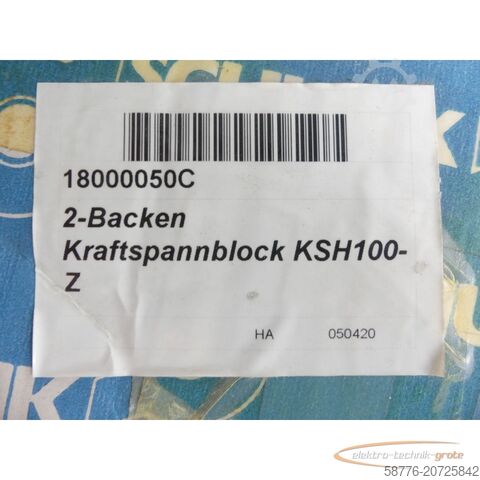 Schunk component Schunk KSH 100-Z 2-Backen-Kraftspannblock Betriebsdr. max. 60bar - ungebr.! -