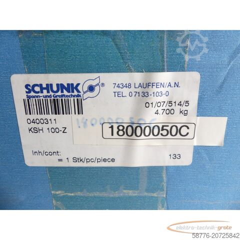 Schunk component Schunk KSH 100-Z 2-Backen-Kraftspannblock Betriebsdr. max. 60bar - ungebr.! -