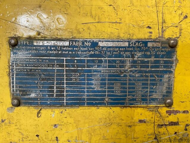 Hydraulic guillotine shear BRONSWERK BFH 50/3100