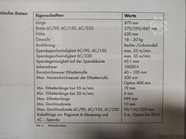 Sistema de etiquetado Pago Pagomat 200 / 165