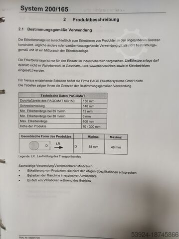 Sistema de etiquetado Pago Pagomat 200 / 165