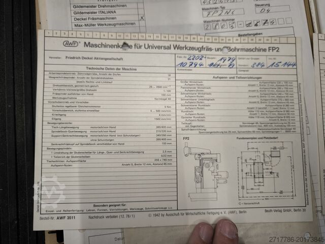 Universal-Werkzeugfräsmaschine Deckel FP 2 Aktiv Digital