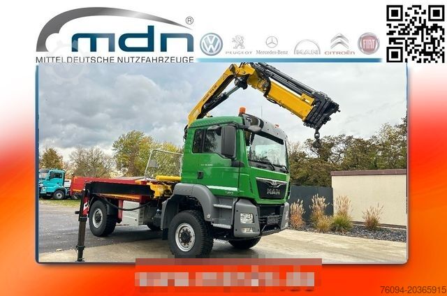 فلیټ بیډ ټرک MAN TGS 18.500 4x4 KRAN 15m FUNK AHK single bereift