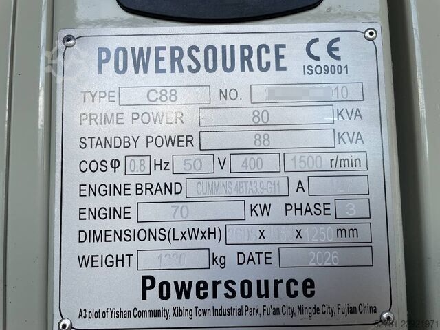 Aggregat Cummins 4BTA3.9-G11 - 88 kVA Generator - DPX-19834