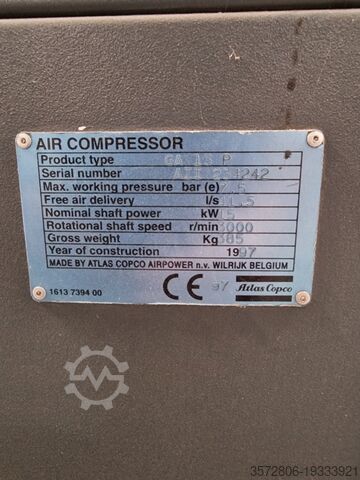 Compresseur à vis Atlas Copco GA 15 P