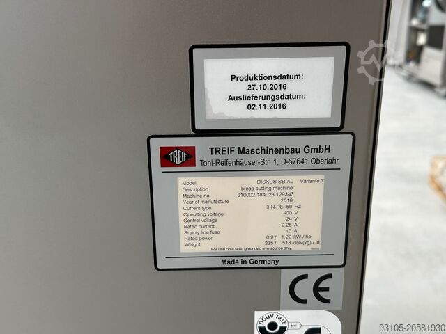 ХЛІБОРІЗАЛЬНА МАШИНА TREIF AL7 2016р Treif Diskus SB AL7