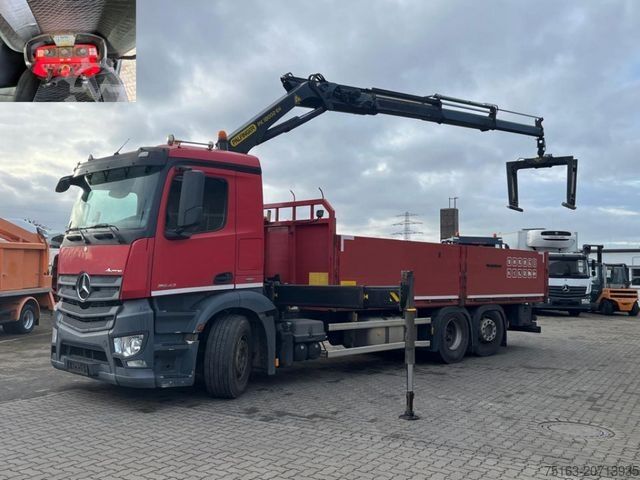 Flatbed truck MERCEDES-BENZ Antos 2542 6x2 Pritsche Kran Palfinger PK 18002.